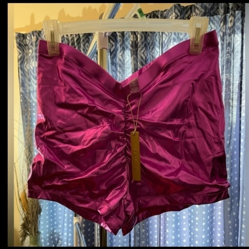 SKIMS Purple Metallic Triangle Bikini Top & High-Rise Shorts Set